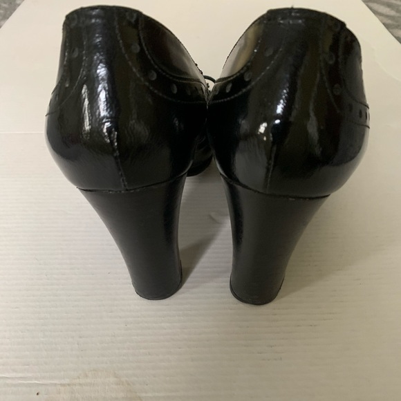 Shiny black real patent leather loafers with tassel & bow comfy block heels Eu39 - Picture 11 of 16